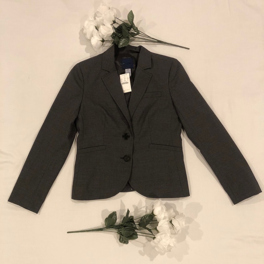 J Crew Dark Gray 2-Button Blazer Size 2P - NWT